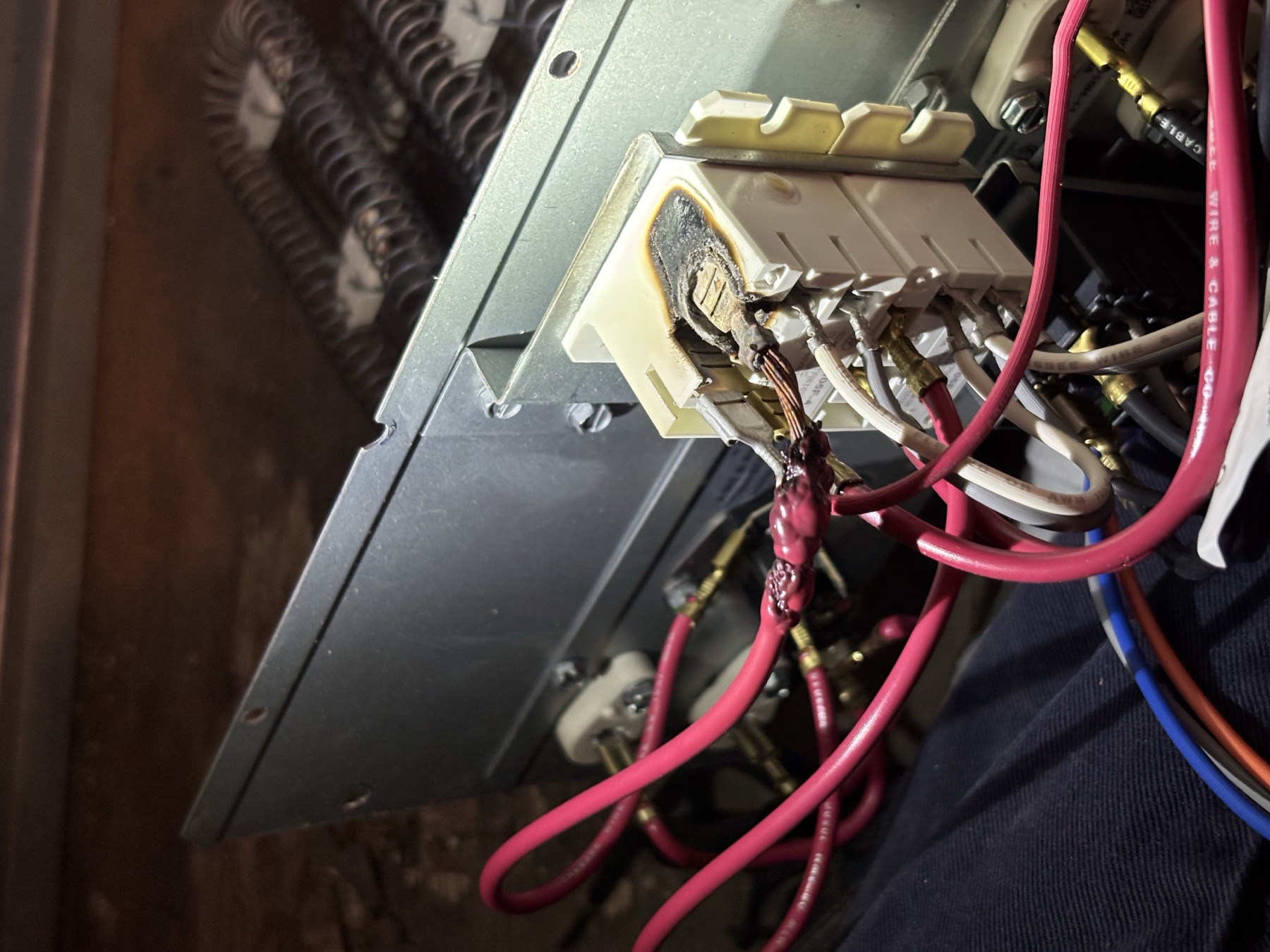 AC contactor wiring diagnostic during air conditioning repair in Roanoke.